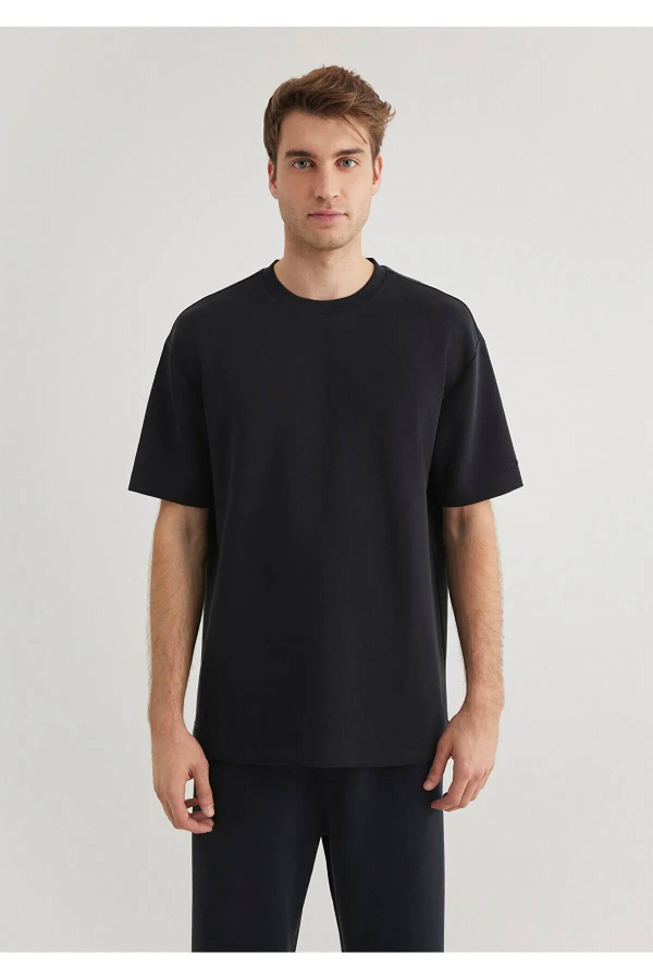 Resim Mavi Loose Erkek  T-shirt M0612757-71379