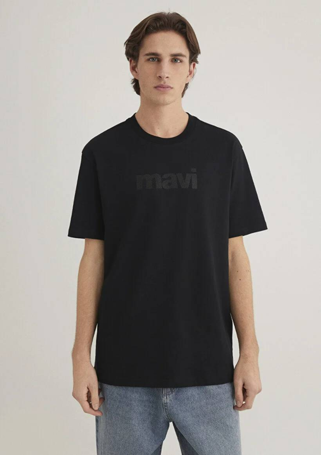 Resim Mavi Mavi Logo Tişört Siyah Erkek T-Shirt M0611807-900