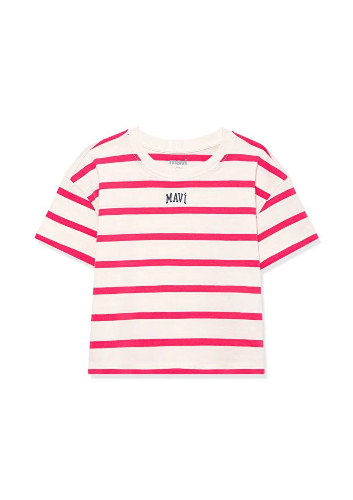 Resim Mavi Logo Baskılı Crop Kız Çocuk T-Shirt M7610182-71111