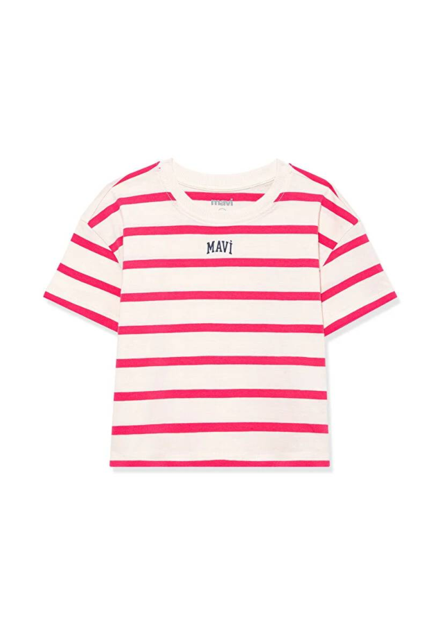 Resim Mavi Logo Baskılı Crop Kız Çocuk T-Shirt M7610182-71111
