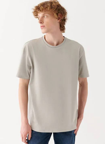Resim Mavi Bisiklet Yaka Erkek T-Shirt M0610136-70100