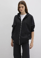 Resim Mavi Fermuarlı Kapüşonlu Kadın Sweat M1610221-900