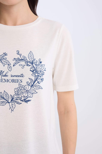 Resim Defacto Kadın Kısa Kol T-shirt E3026AXER105