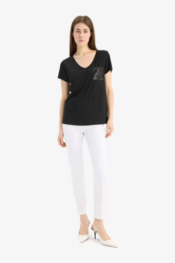 Resim Defacto Kadın Kısa Kol T-shirt U3769AZBK81