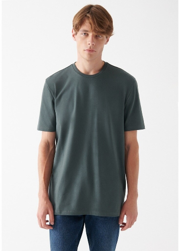 Resim Mavi Basıc Bisiklet Yaka Erkek T-Shirt M0610252-71598