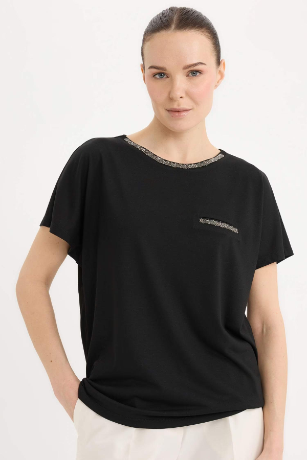 Resim Defacto Kadın Kısa Kol T-shirt K7701AZBK81