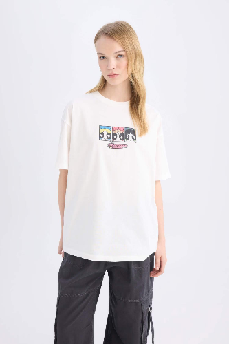 Resim Defacto Kadın Kısa Kol T-shirt D9107AXWT32
