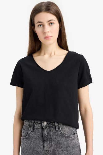 Resim Defacto Kadın Kısa Kol T-shirt K1507AZBK81