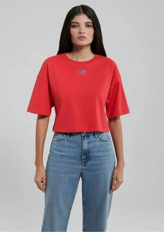 Resim Mavi Yuvarlak Yaka Kısa Kollu Penye Tişört Na Kadın T-Shirt M1611585-71083