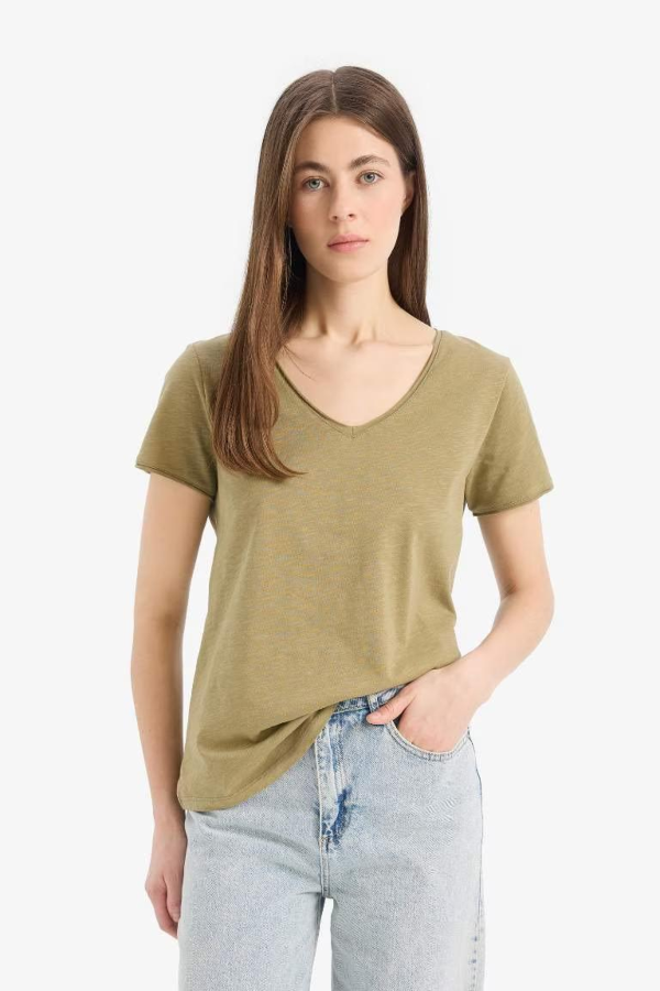 Resim Defacto Kadın Kısa Kol T-shirt K1507AZKH176