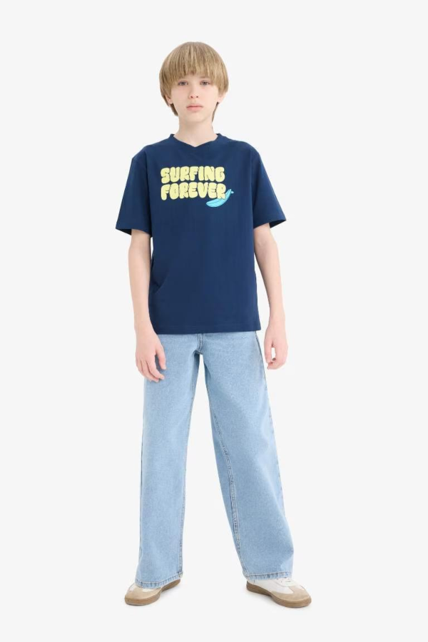 Resim Defacto Erkek Çocuk Kısa Kol T-shirt E0183A8/NV248