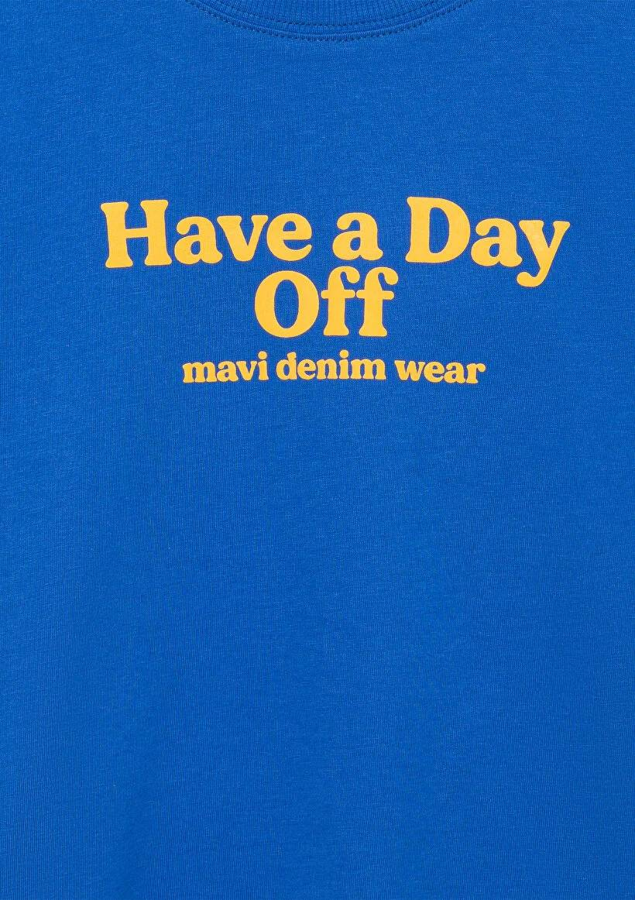 Resim Mavi Have A Day Off Baskılı Erkek Çocuk T-Shirt M6610277-82491