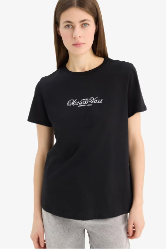 Resim Defacto Kadın Kısa Kol T-shirt E2789AX/BK81