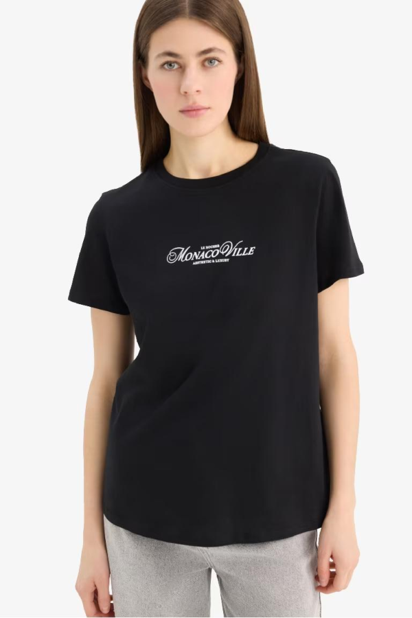 Resim Defacto Kadın Kısa Kol T-shirt E2789AX/BK81