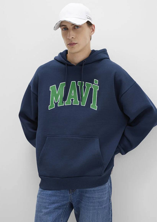 Resim Mavi Baskılı Erkek Sweat M067149-29743