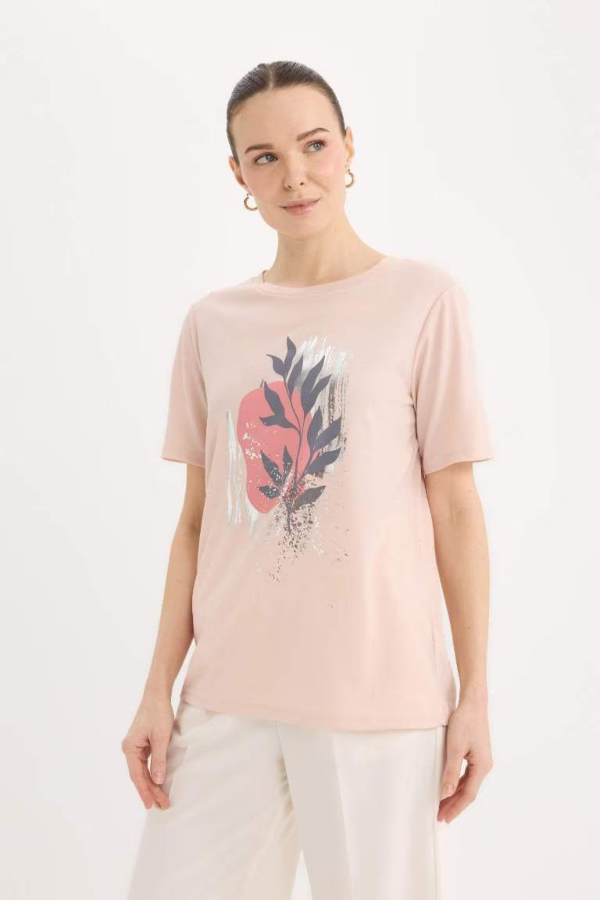 Resim Defacto Kadın Kısa Kol T-shirt E0917AX/PN302