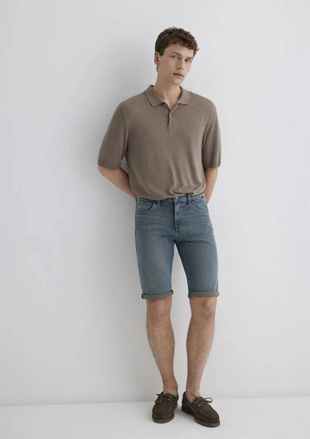 Resim Mavi Regular Straight Erkek  Denim Şort M0416089816