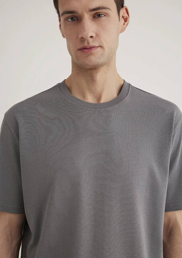 Resim Mavi Bisiklet Yaka Erkek T-Shirt M0611596-80020
