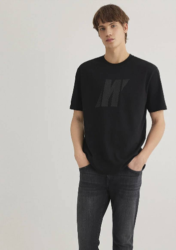 Resim Mavi Loose Erkek  T-shirt M067034-900