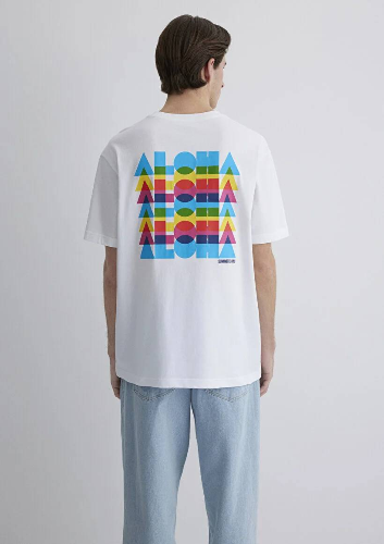 Resim Mavi Loose Erkek  T-shirt M0612612-620