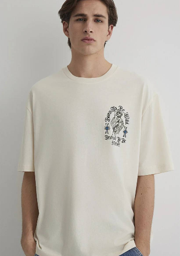 Resim Mavi Relaxed Erkek  T-shirt M0612703-70072