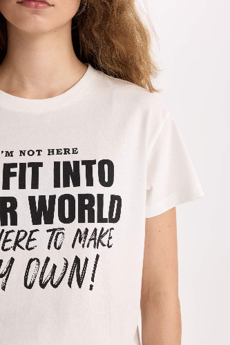 Resim Defacto Kadın Kısa Kol T-shirt D9599AXWT32