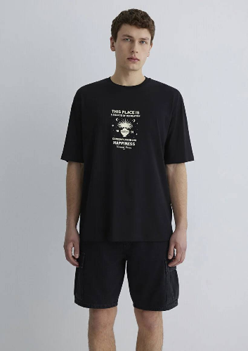 Resim Mavi Relaxed Erkek  T-shirt M0612670-900