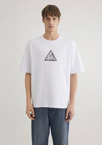 Resim Mavi Baskılı Erkek T-Shirt M0612524-620
