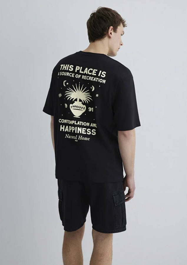 Resim Mavi Relaxed Erkek  T-shirt M0612670-900