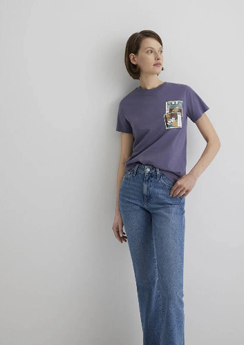 Resim Mavi Semi Slim Kadın  T-shirt M1613200-70608