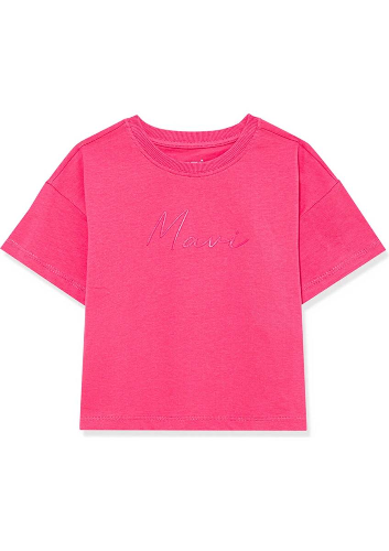 Resim Mavi Logo Baskılı Crop Kız Çocuk T-Shirt M7610181-71111