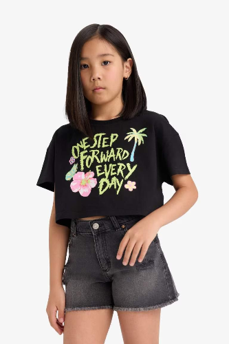 Resim Defacto Kız Çocuk Kısa Kol T-shirt E0388A8/BK81
