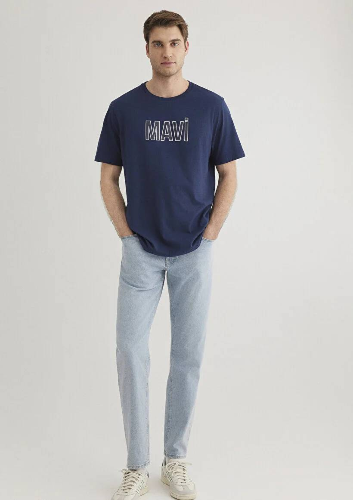Resim Mavi Logo Tişört Derin Lacivert Erkek T-Shirt M066842-70758