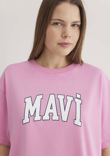 Resim Mavi Baskılı Kadın T-shirt M1600843-71032