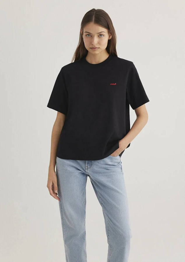 Resim Mavi Kısa Kol Kadın T-Shirt M1612122-900