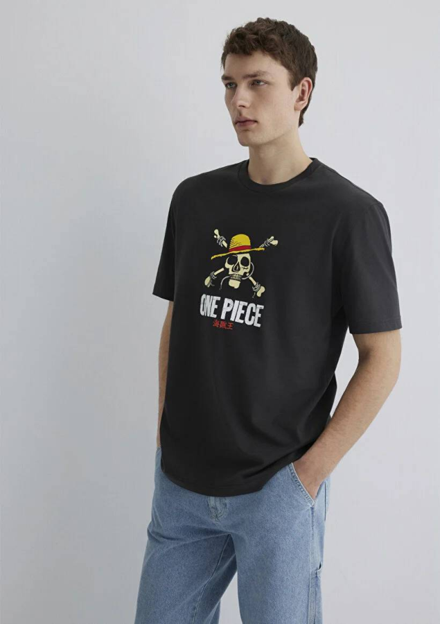 Resim Mavi Loose Erkek  T-shirt M0612662-70092
