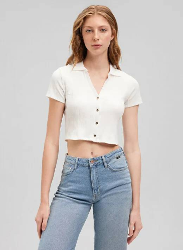 Resim Mavi Polo Yaka Kadın T-Shirt M1613000-70057