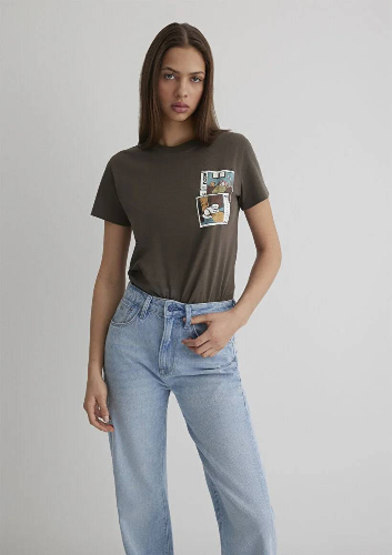Resim Mavi Semi Slim Kadın  T-shirt M1613200-81959
