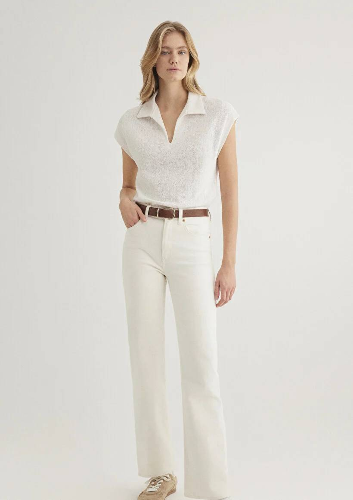 Resim Mavi Polo Yaka Penye Kadın T-shirt M1612610-70057