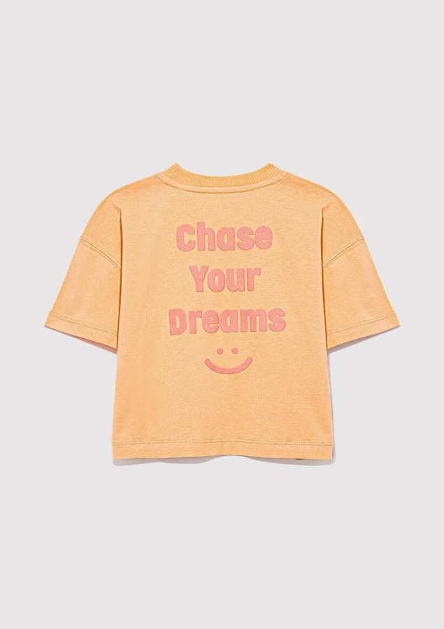 Resim Mavi Chase Your Dreams Baskılı Kız Çocuk T-Shirt M7610271-84657