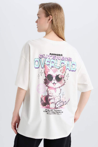 Resim Defacto Kadın Kısa Kol T-shirt E0668AXWT32