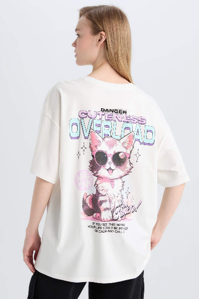 Resim Defacto Kadın Kısa Kol T-shirt E0668AX/WT32