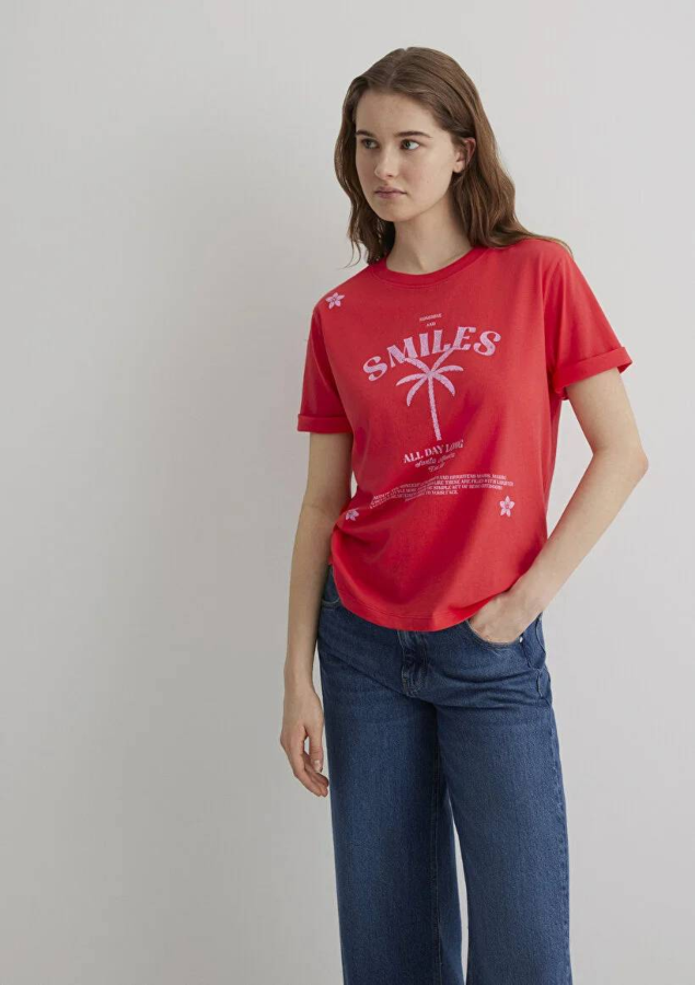 Resim Mavi Regular Kadın  T-shirt M1613164-71083