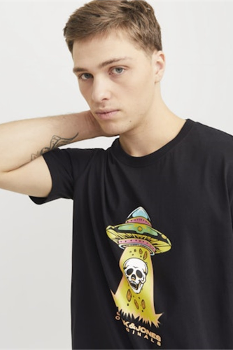 Resim Jack & Jones Joranatomy Skull Tee Ss Crew Neck Sn Erkek T-shirt 12272966