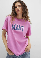 Resim Mavi Baskılı Kadın T-Shirt M1600843-71033