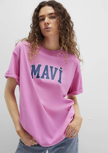 Resim Mavi Baskılı Kadın T-Shirt M1600843-71033