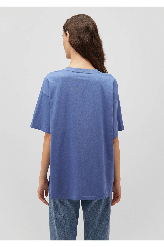 Resim Mavi Baskılı Kadın T-shirt M1600843-70662