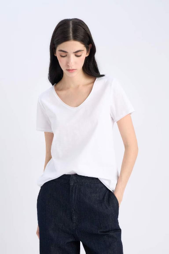 Resim Defacto Kadın Kısa Kol T-shirt K1507AZWT34