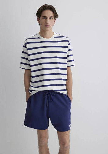 Resim Mavi Loose Erkek  T-shirt M0612738-70496