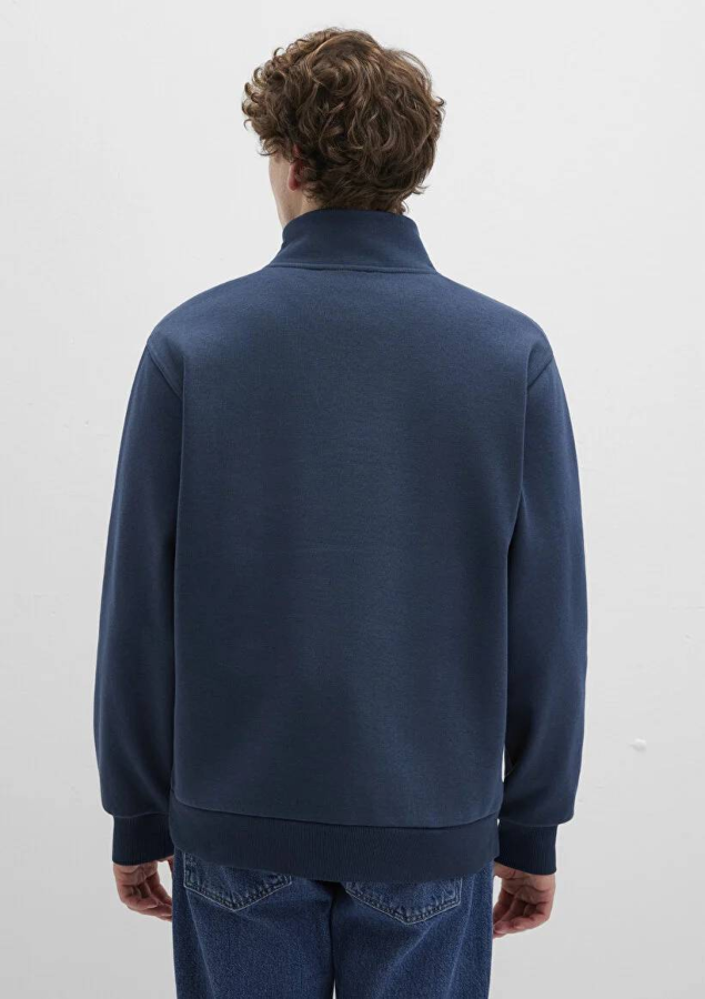 Resim Mavi Yarım Fermuarlı Erkek Sweat M0S10278-70490